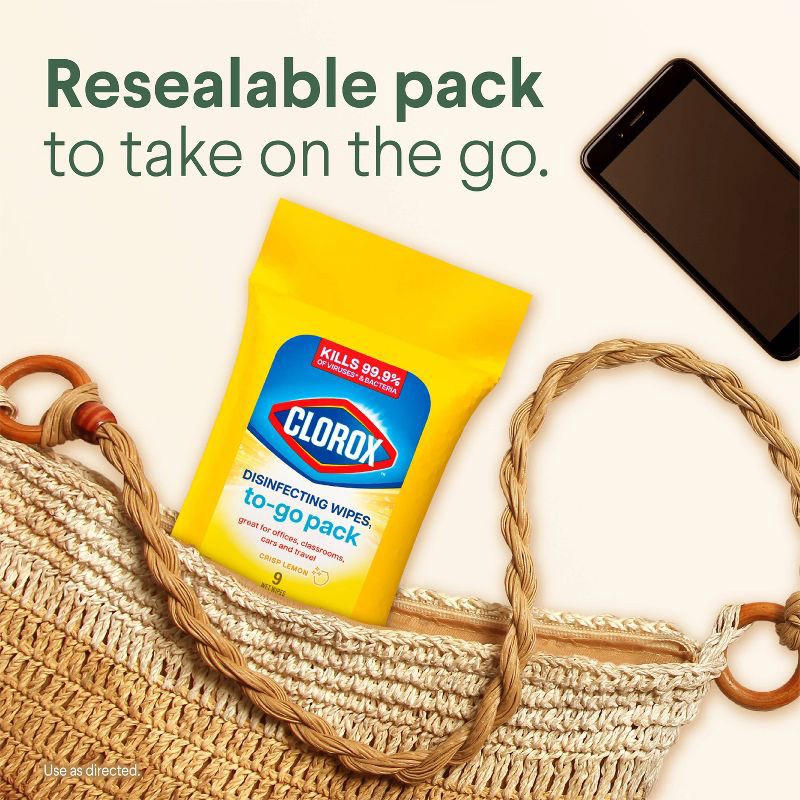 slide 5 of 21, Clorox To Go Citrus Disinfecting Wipes - 9ct, 9 ct