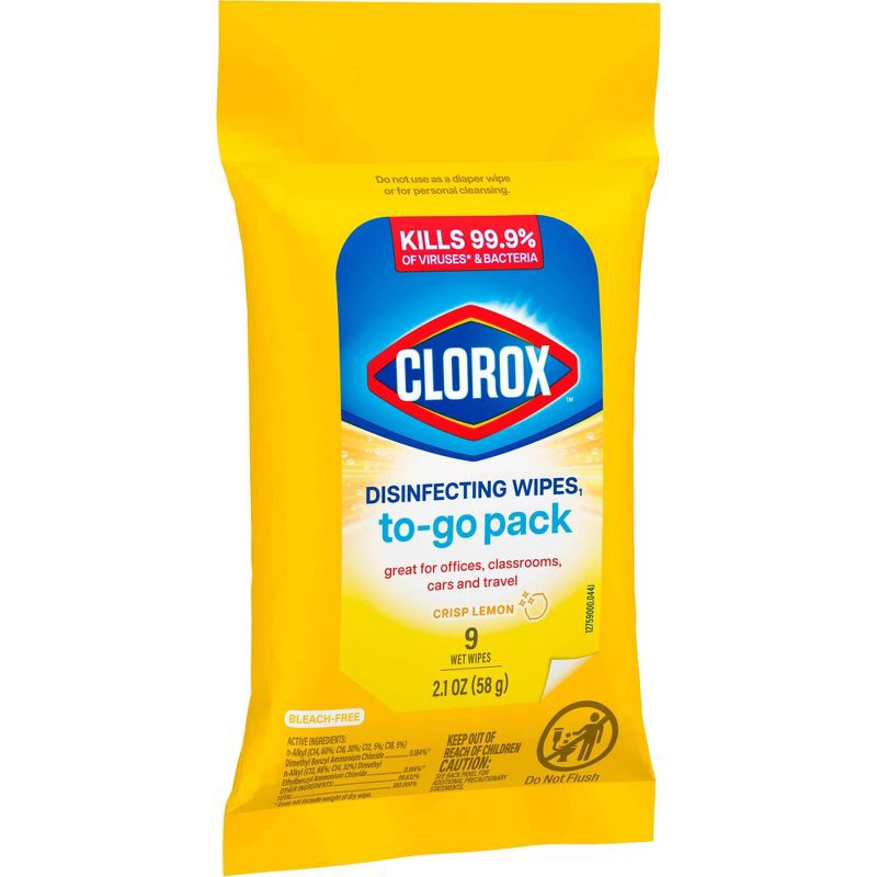 slide 10 of 21, Clorox To Go Citrus Disinfecting Wipes - 9ct, 9 ct