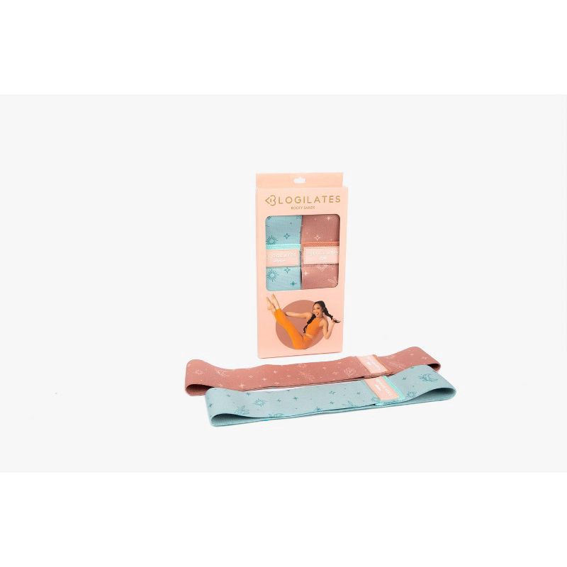 slide 4 of 7, Blogilates Booty Resistance Bands 2pk - Peach Orange/Blue, 2 ct