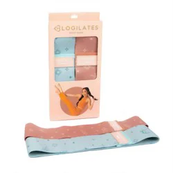 Blogilates Booty Resistance Bands 2pk - Peach Orange/Blue: Elastic Medium & Light Flat Bands