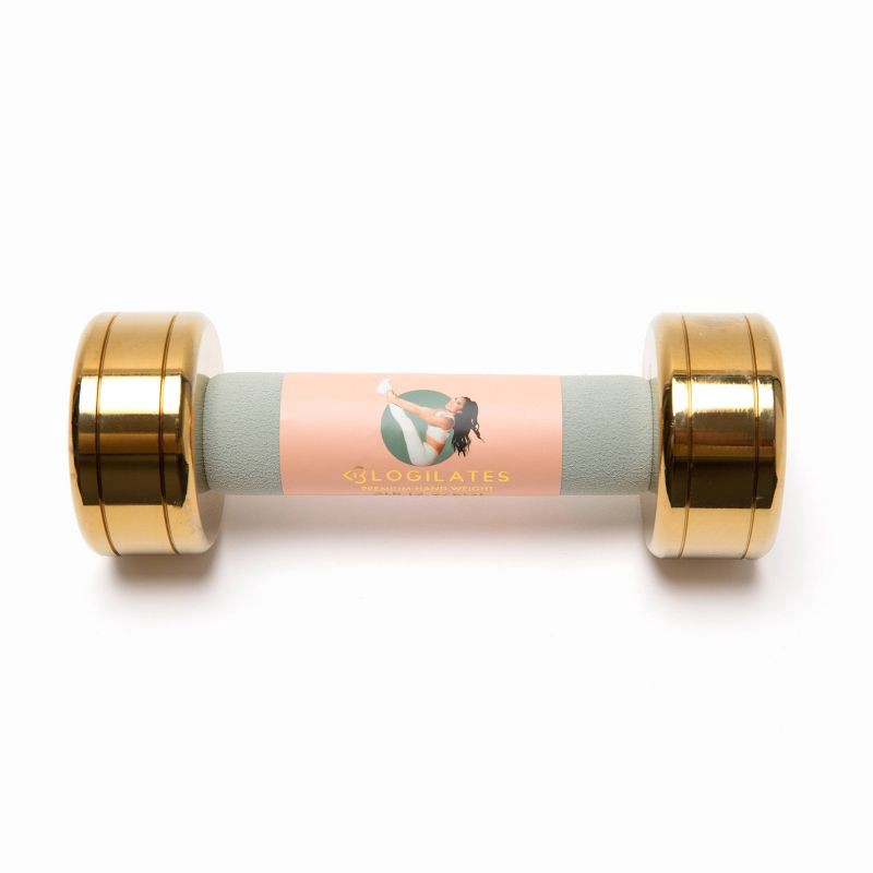 slide 2 of 5, Blogilates Dumbbell - Gold 5lbs, 5 lb