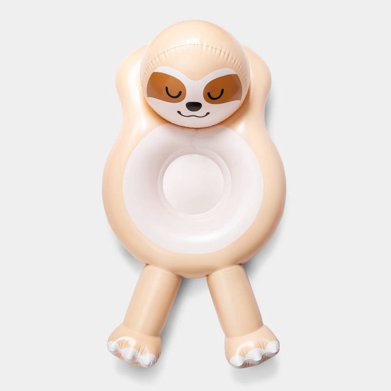 slide 3 of 4, Sloth Pool Float Yellow - Sun Squad™, 1 ct
