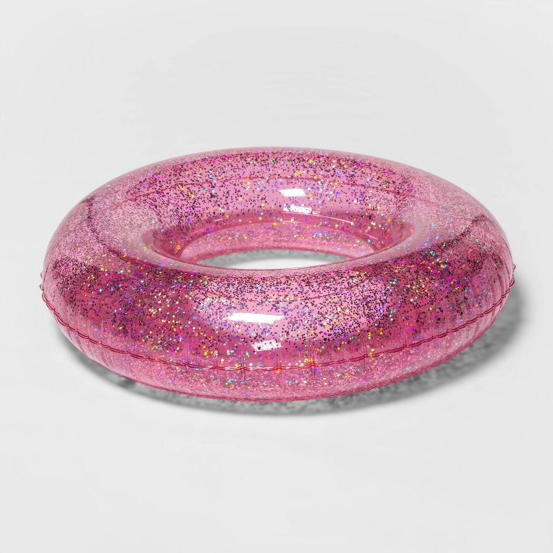slide 2 of 3, 36" Inflatable Glitter Swim Tube - Pink - Sun Squad™, 1 ct