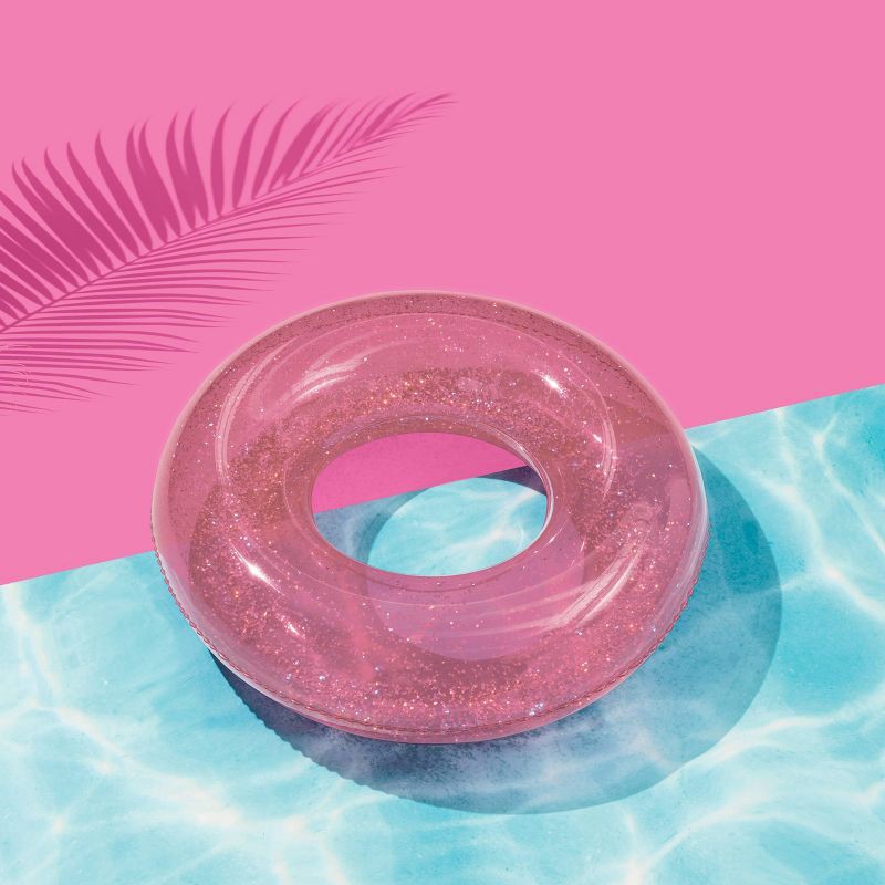 slide 3 of 3, 36" Inflatable Glitter Swim Tube - Pink - Sun Squad™, 1 ct