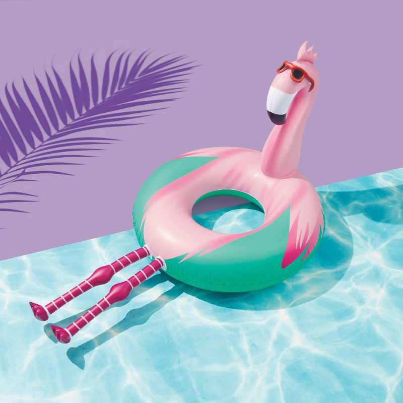 slide 3 of 3, Flamingo Pool Float with Legs - Sun Squad, 1 ct