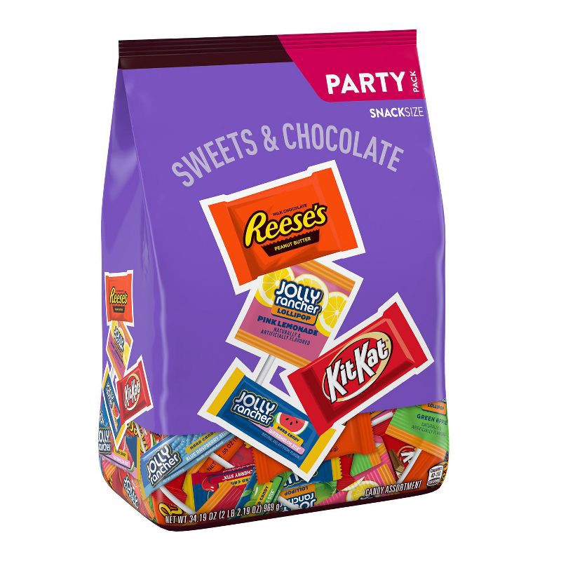 slide 2 of 7, HERSHEY's Reese's, Kit Kat and Jolly Rancher Sweets and Chocolate Snack Size Candy Variety Pack - 34.19oz, 34.19 oz