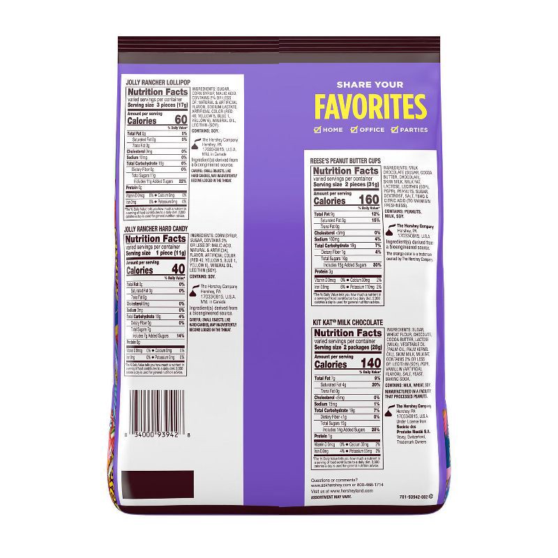 slide 4 of 7, HERSHEY's Reese's, Kit Kat and Jolly Rancher Sweets and Chocolate Snack Size Candy Variety Pack - 34.19oz, 34.19 oz