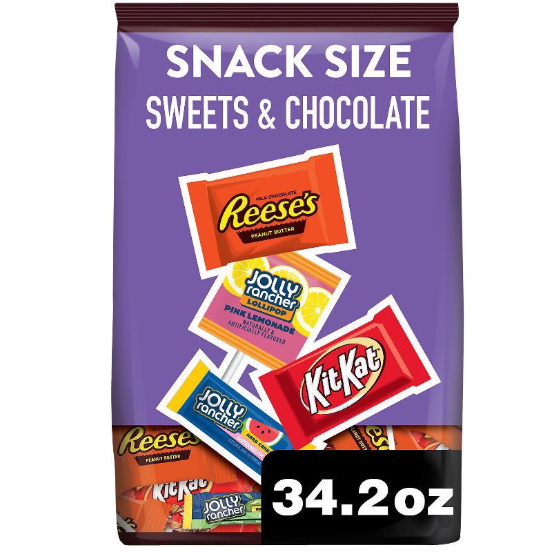 slide 1 of 7, HERSHEY's Reese's, Kit Kat and Jolly Rancher Sweets and Chocolate Snack Size Candy Variety Pack - 34.19oz, 34.19 oz