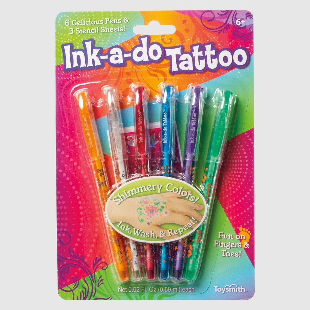 slide 2 of 3, Toysmith Ink-A-Do Tattoo Drawing and Coloring Pens, 9 ct