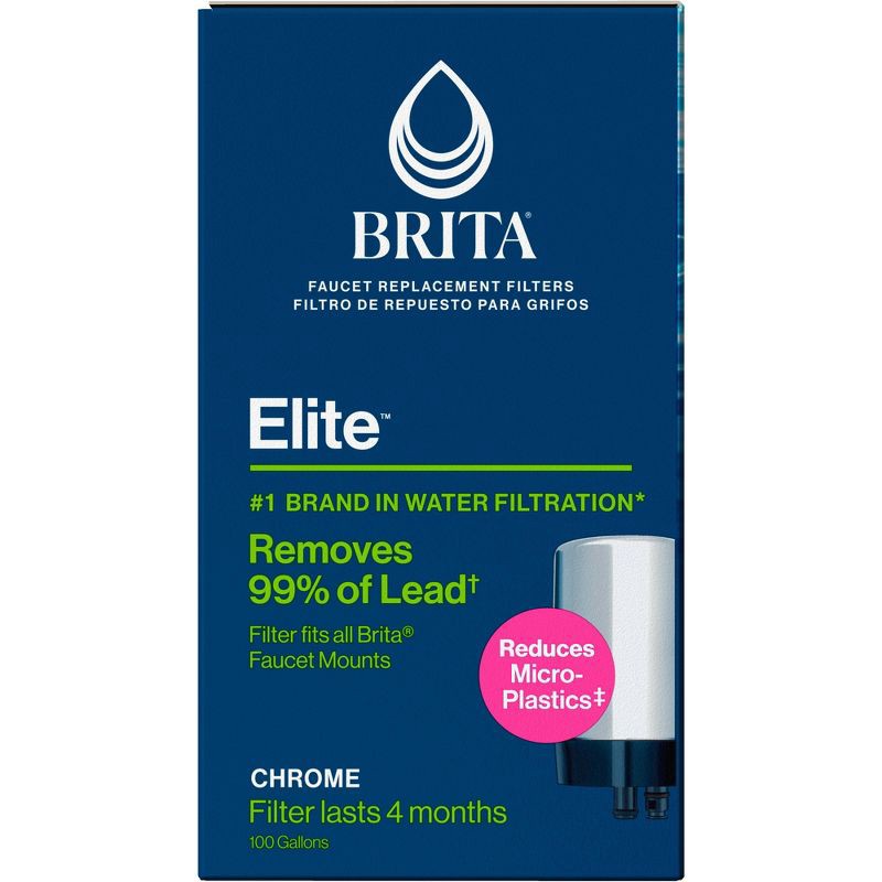 slide 7 of 15, Brita 2ct Replacement Water Filters for Brita Tap Faucet Mounts - Chrome: Reduces Odors, Lead & Chlorine, 2 ct