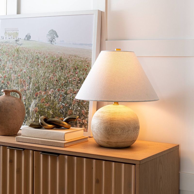 Threshold designed w Studio McGee 16 x14 Medium Faux Wood Table Lamp with White Shade No Assembly Required Includes LED Bulb Threshold designed with Studio McGee 1 ct Shipt