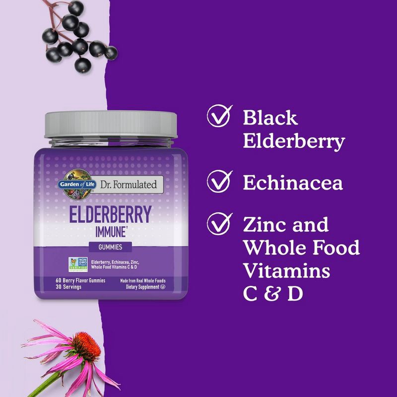 slide 3 of 10, Garden of Life Dr. Formulated Adult Elderberry Gummies - 60ct, 60 ct