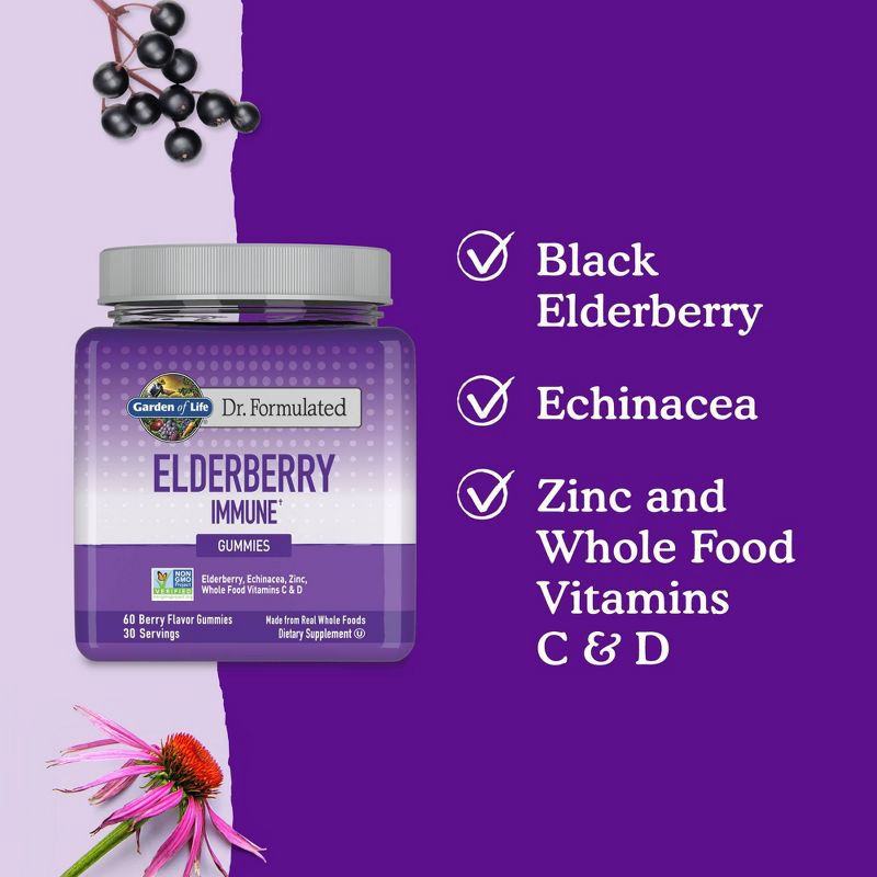 slide 3 of 11, Garden of Life Dr. Formulated Adult Elderberry Gummies - 60ct, 60 ct