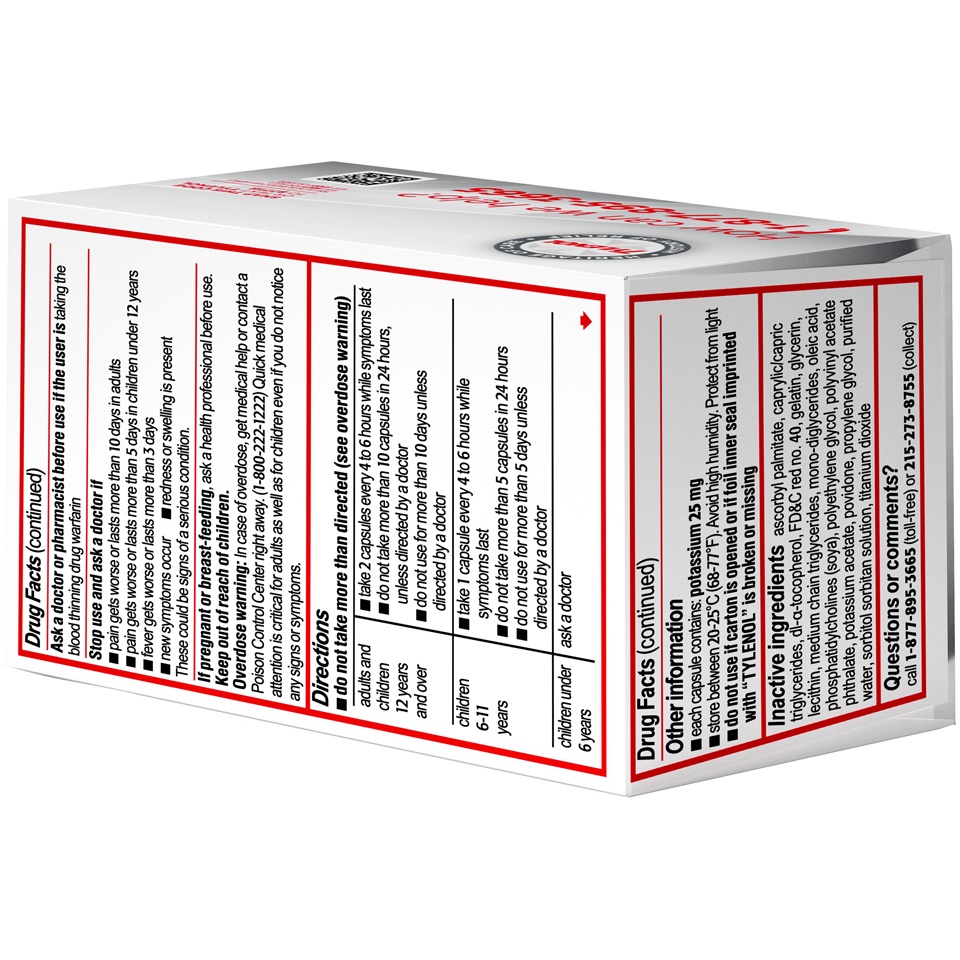slide 5 of 6, Tylenol Regular Strength Liquid Gels with 325 mg of Acetaminophen, Pain Reliever & Fever Reducer in Liquid-Filled Capsules, 20 ct, 20 ct