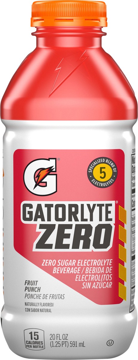 slide 8 of 10, Gatorlyte Zero Sugar Electrolyte Beverage Fruit Punch 20 Fl Oz, 20 fl oz