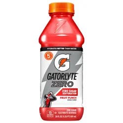 Gatorlyte Zero Sugar Electrolyte Beverage Fruit Punch 20 Fl Oz