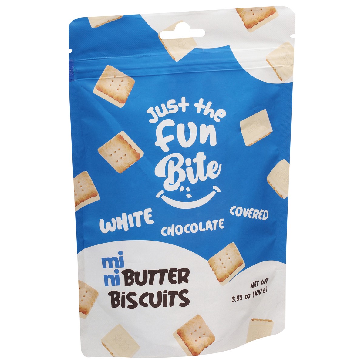 slide 2 of 13, Just the Fun Bite Mini White Chocolate Covered Butter Biscuits 3.53 oz, 3.53 oz