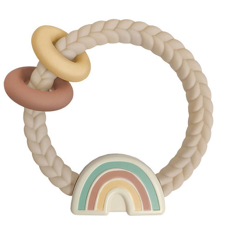 slide 1 of 3, Itzy Ritzy Ring Rattle & Teether - Rainbow Neutral, 1 ct