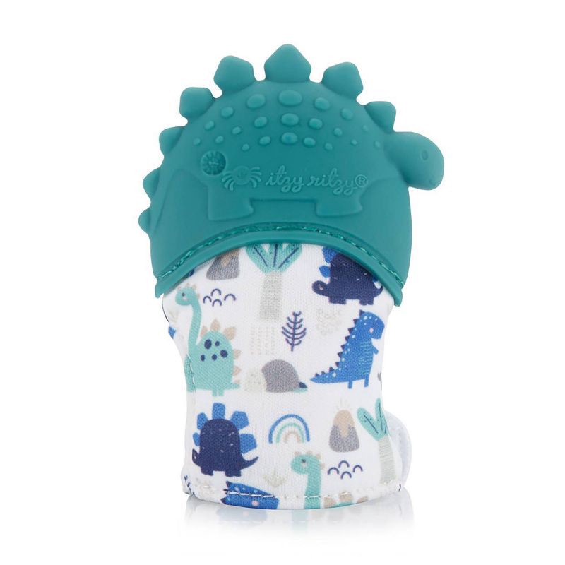 slide 2 of 3, Itzy Ritzy Teething Mitt - Dinosaur, 1 ct