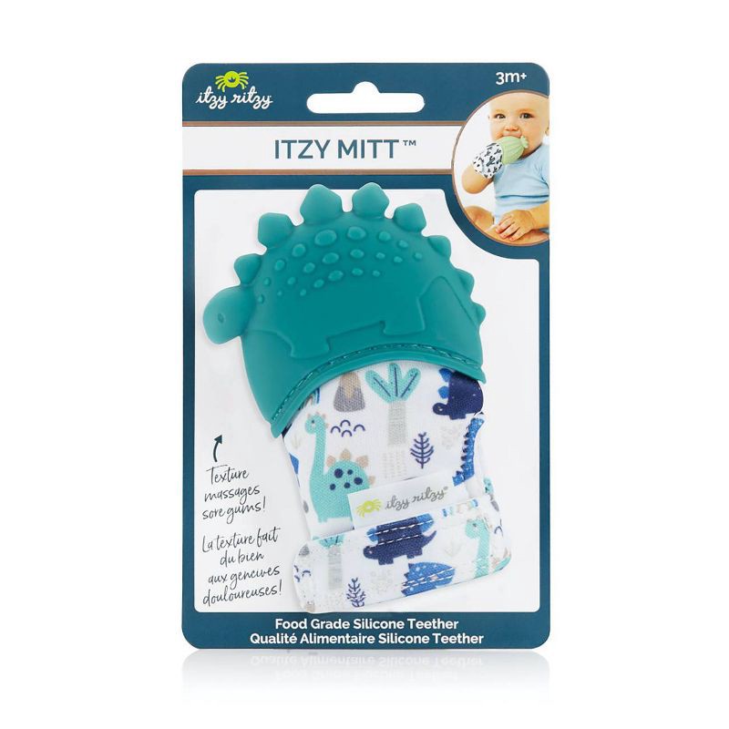 slide 3 of 3, Itzy Ritzy Teething Mitt - Dinosaur, 1 ct