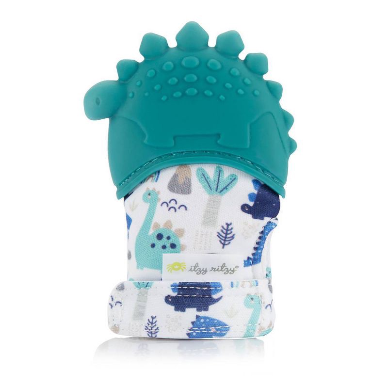 slide 1 of 3, Itzy Ritzy Teething Mitt - Dinosaur, 1 ct