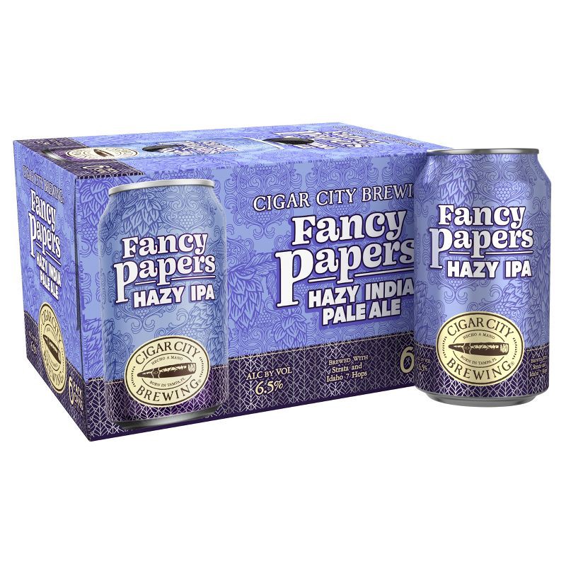 slide 1 of 6, Cigar City Brewing Cigar City Fancy Papers Hazy IPA Beer - 6pk/12 fl oz Cans, 6 ct; 12 fl oz
