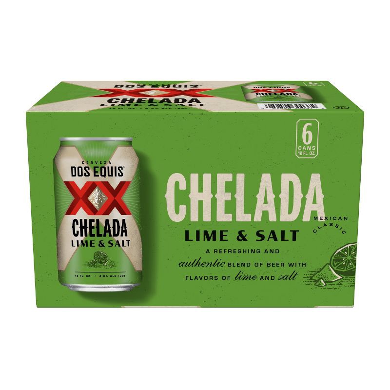 slide 8 of 10, Dos Equis Lime & Salt Lager Mexican Lager Beer - 6pk/12 fl oz Cans, 6 ct; 12 fl oz