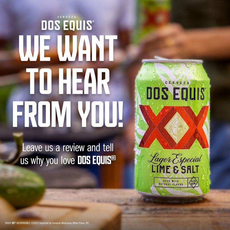 slide 6 of 10, Dos Equis Lime & Salt Lager Mexican Lager Beer - 6pk/12 fl oz Cans, 6 ct; 12 fl oz