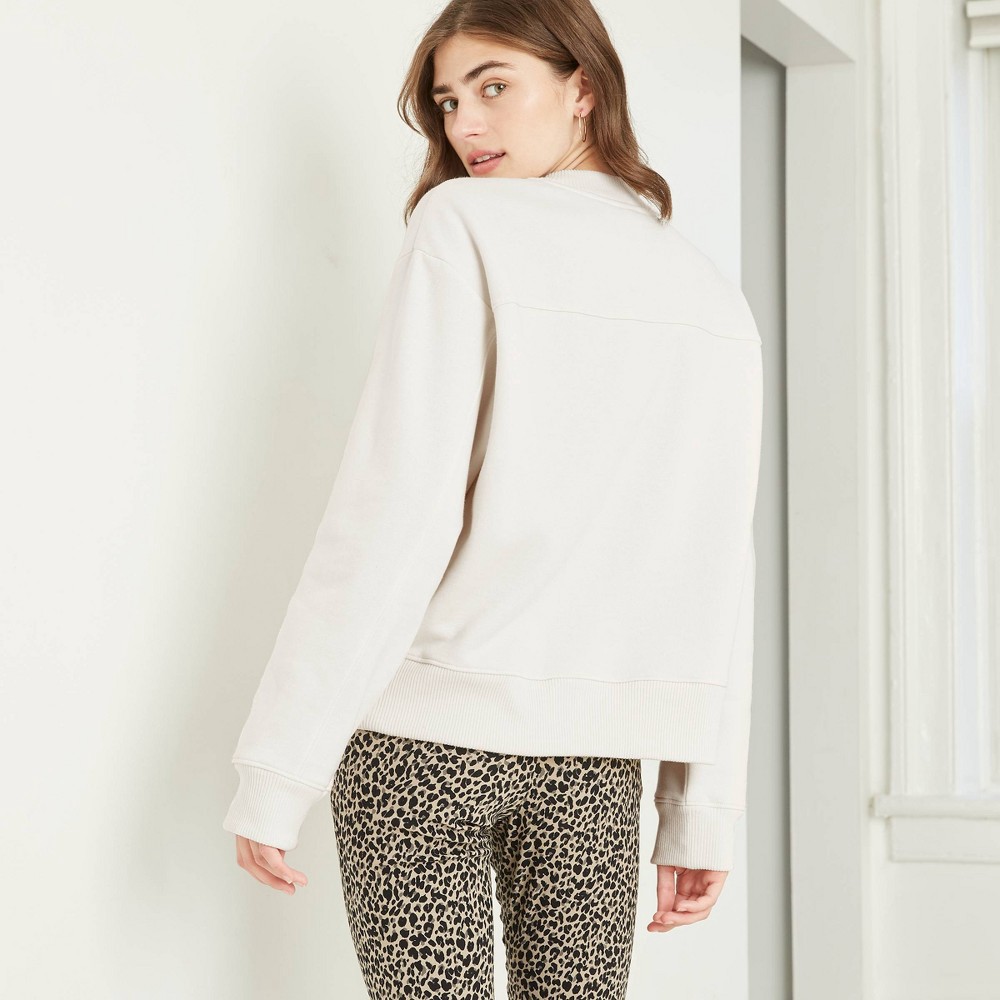 slide 2 of 3, Women's All Day Fleece Sweatshirt - A New Day Cream L, 1 ct
