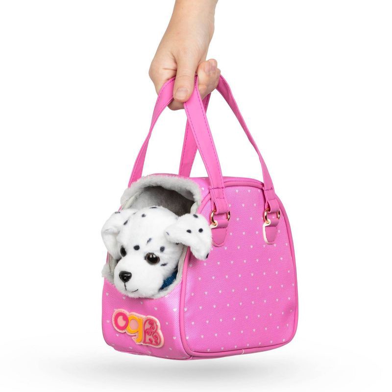 slide 3 of 5, Our Generation Hop In Dog Carrier & Pet Plush Puppy Dalmatian for 18" Dolls: 12-Piece Doll Accessories Set, 1 ct