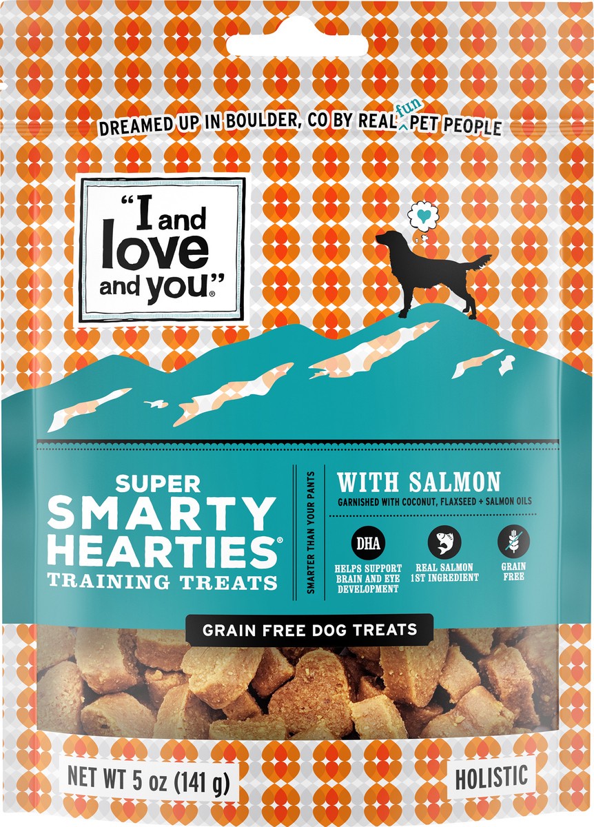 slide 2 of 6, I and Love and You Super Smarty Hearties Holistic with Salmon Dog Treats 5 oz, 5 oz