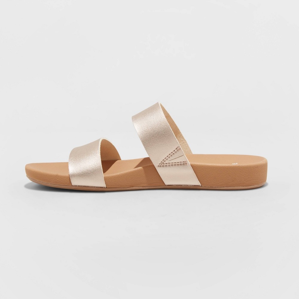 slide 2 of 3, Women's Dedra Two Band Slide Sandals - Shade & Shore Rose Gold 6, 1 ct