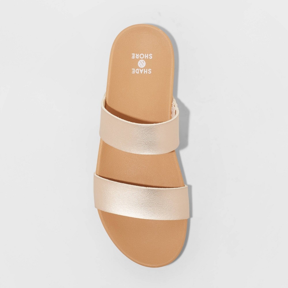 slide 3 of 3, Women's Dedra Two Band Slide Sandals - Shade & Shore Rose Gold 6, 1 ct