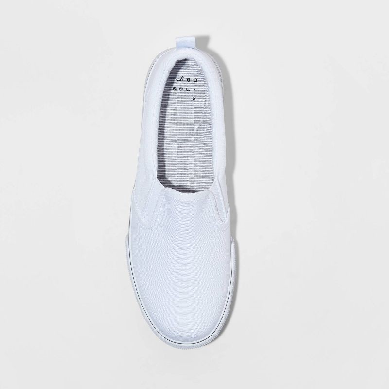 slide 3 of 3, Women's Millie Twin Gore Slip-On Sneakers - A New Day™ White 9: Canvas Low Top, Medium Width, 1 ct