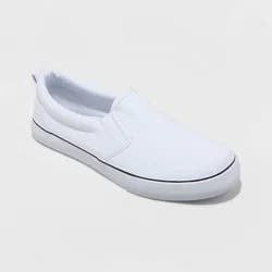 Women's Millie Twin Gore Slip-On Sneakers - A New Day™ White 9: Canvas Low Top, Medium Width