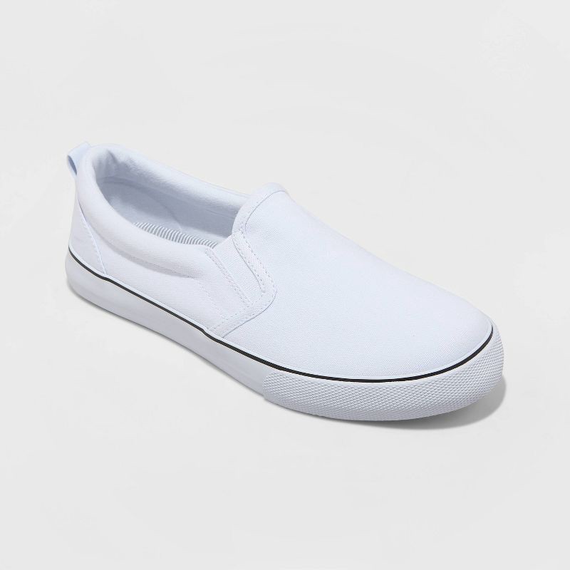 slide 1 of 3, Women's Millie Twin Gore Slip-On Sneakers - A New Day™ White 11: Canvas Low Top, Medium Width, 1 ct
