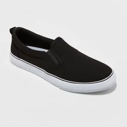 Women's Millie Twin Gore Slip-On Sneakers - A New Day™ Black 7: Canvas Low Top, Medium Width