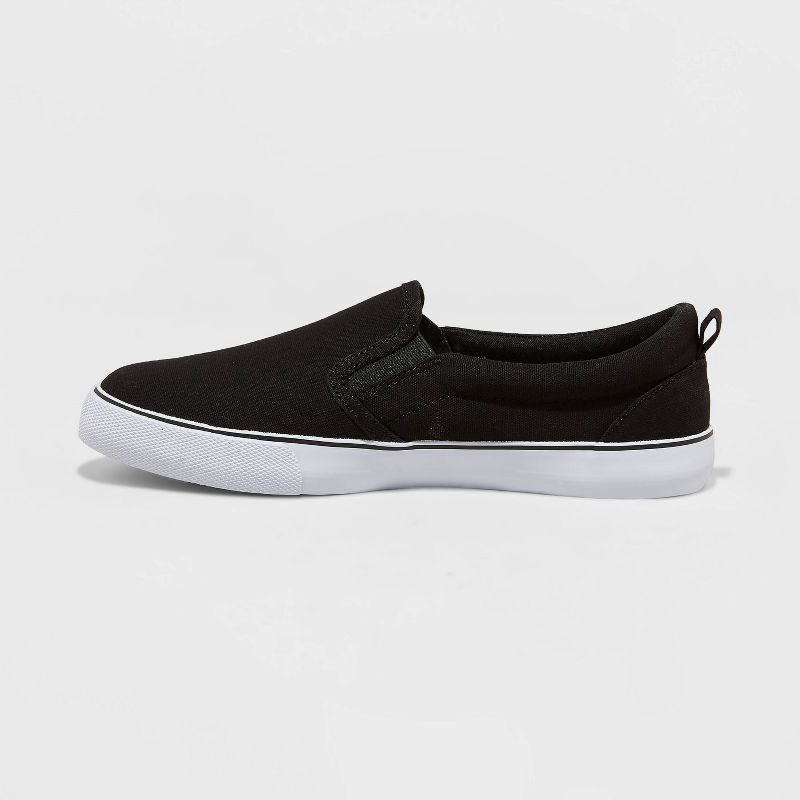 slide 2 of 3, Women's Millie Twin Gore Slip-On Sneakers - A New Day™ Black 11: Canvas Upper, Padded Collar, Medium Width, Closed Round Toe, 1 ct