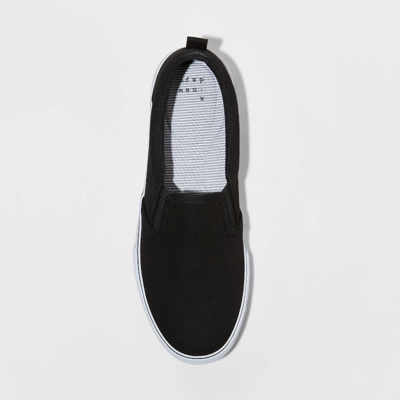slide 3 of 3, Women's Millie Twin Gore Slip-On Sneakers - A New Day™ Black 11: Canvas Upper, Padded Collar, Medium Width, Closed Round Toe, 1 ct