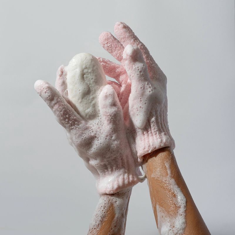 slide 2 of 5, EcoTools Exfoliating Bath + Shower Gloves - Pink, 1 ct