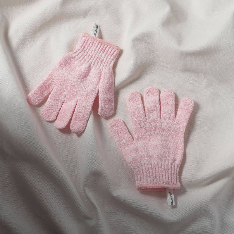 slide 3 of 5, EcoTools Exfoliating Bath + Shower Gloves - Pink, 1 ct