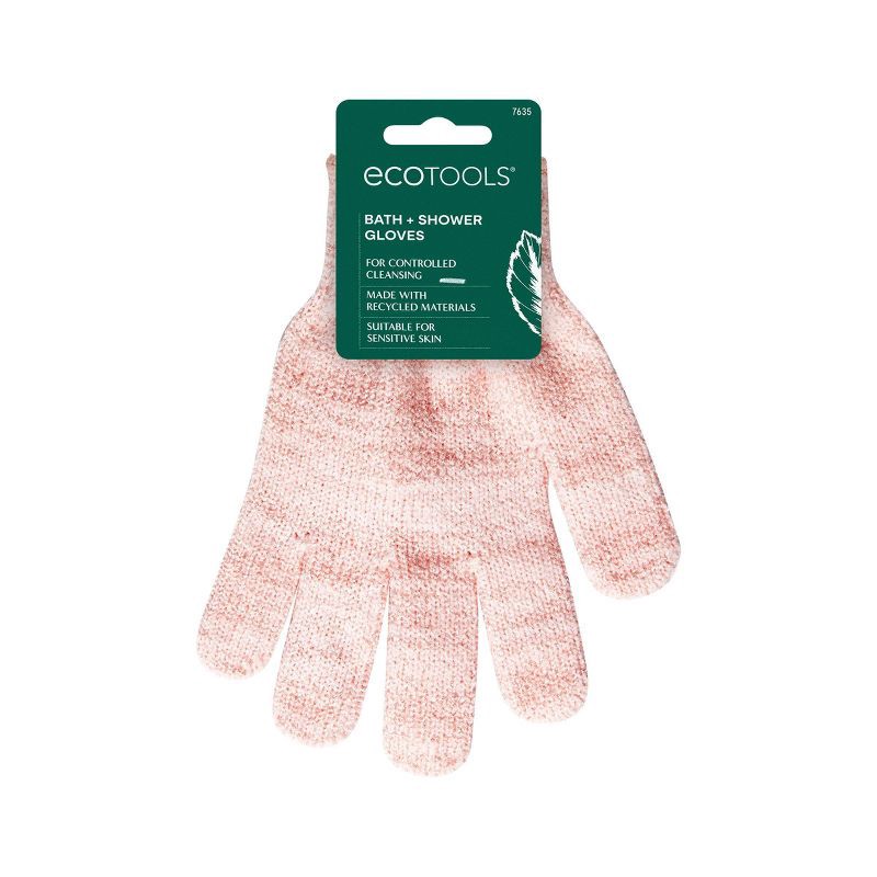 slide 1 of 5, EcoTools Exfoliating Bath + Shower Gloves - Pink, 1 ct