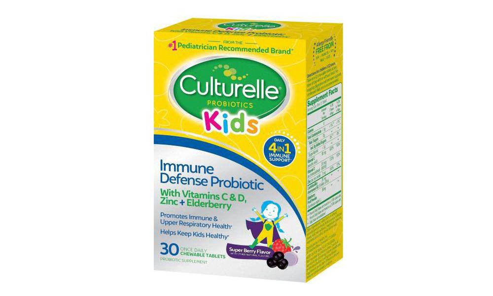 slide 3 of 5, Culturelle Kids Daily Immune Defense Probiotic + Elderberry, Vitamin C and Zinc Chewable for Oral Health - 30ct, 30 ct