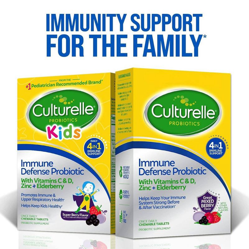 slide 13 of 15, Culturelle Kids Daily Immune Defense Probiotic + Elderberry, Vitamin C and Zinc Chewable for Oral Health - 30ct, 30 ct
