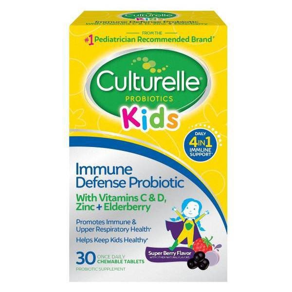 slide 1 of 5, Culturelle Kids Daily Immune Defense Probiotic + Elderberry, Vitamin C and Zinc Chewable for Oral Health - 30ct, 30 ct