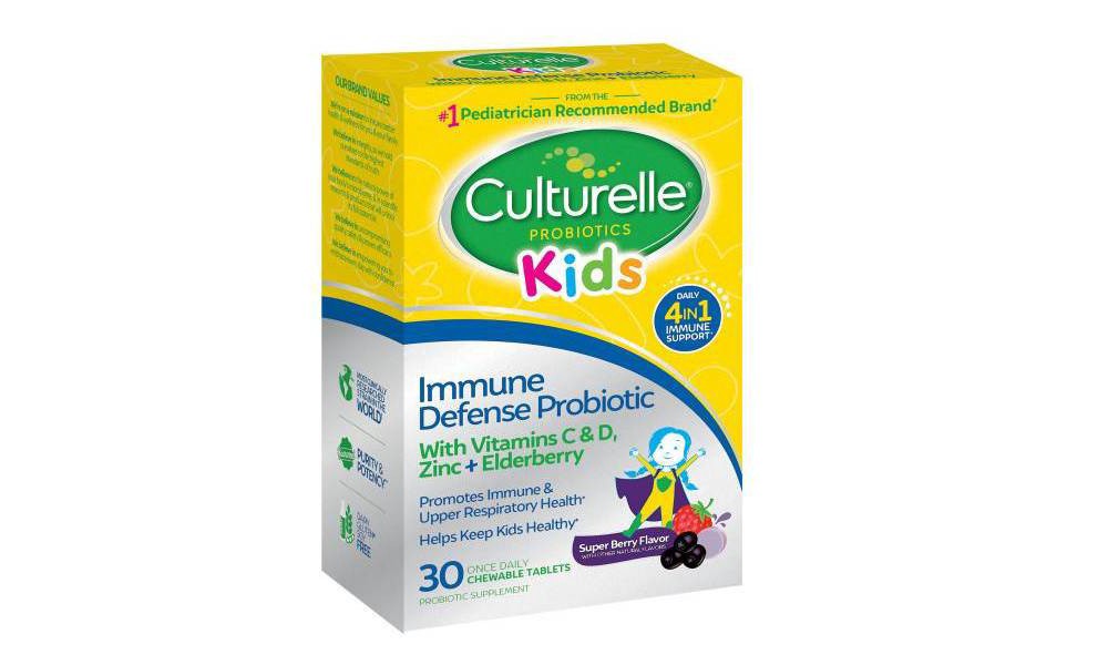 slide 4 of 5, Culturelle Kids Daily Immune Defense Probiotic + Elderberry, Vitamin C and Zinc Chewable for Oral Health - 30ct, 30 ct