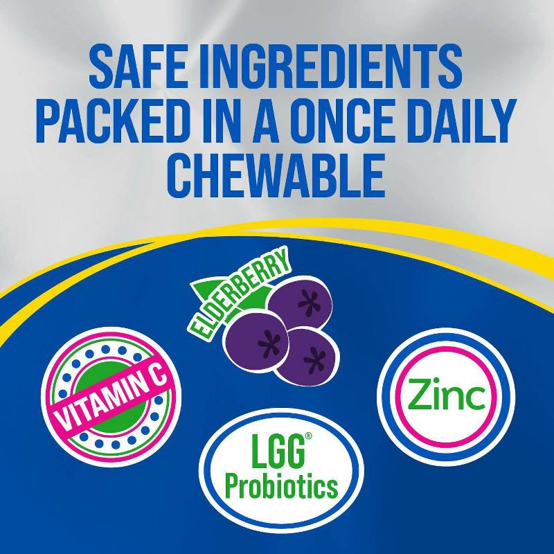 slide 9 of 15, Culturelle Kids Daily Immune Defense Probiotic + Elderberry, Vitamin C and Zinc Chewable for Oral Health - 30ct, 30 ct