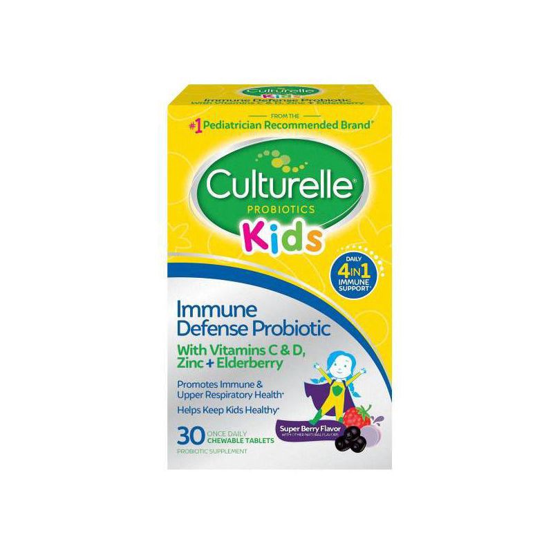 slide 1 of 6, Culturelle Kids Daily Immune Defense Probiotic + Elderberry, Vitamin C and Zinc Chewable for Oral Health - 30ct, 30 ct