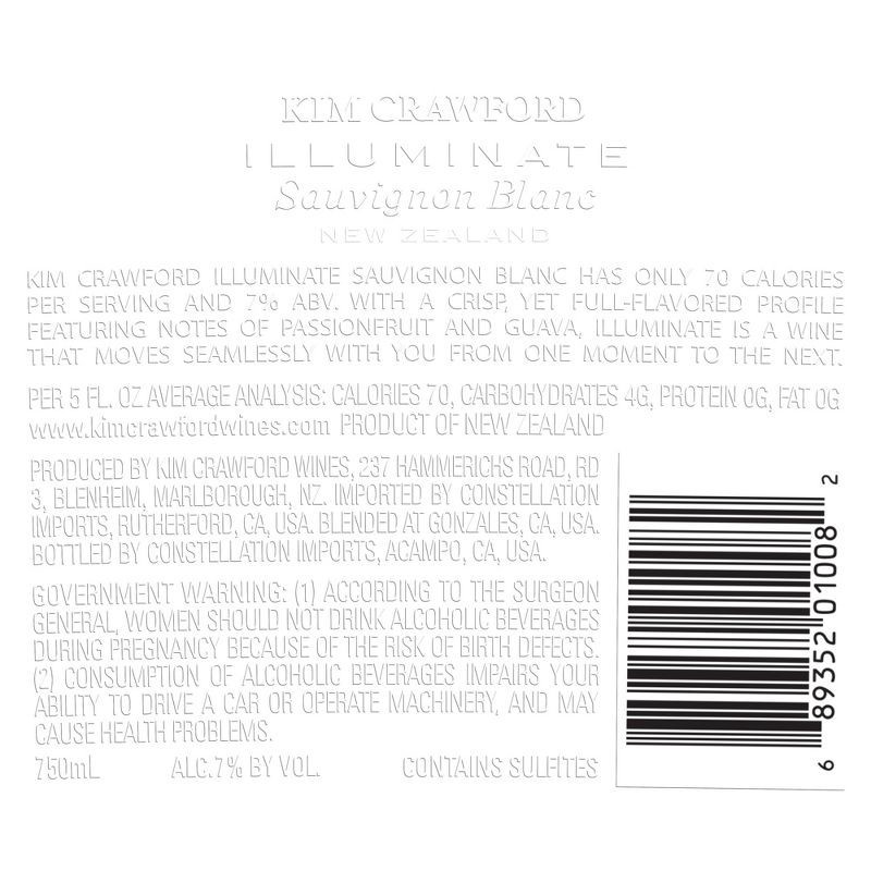 slide 12 of 12, Kim Crawford Illuminate Low-Cal Sauvignon Blanc White Wine - 750ml Bottle, 750 ml