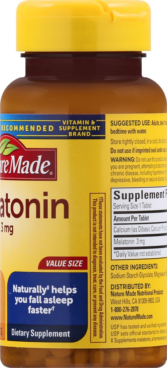 slide 9 of 12, Nature Made Melatonin 3mg Tablets, 100% Drug Free Sleep Aid for Adults, 240 Tablets, 240 Day Supply, 240 ct